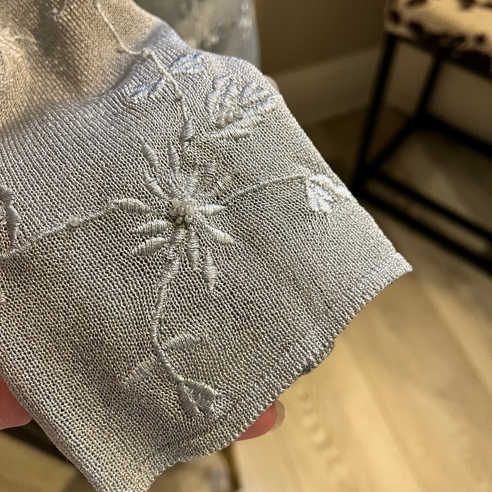 Tahari Light Gray Shimmery Knit Dress - Picture 3 of 16